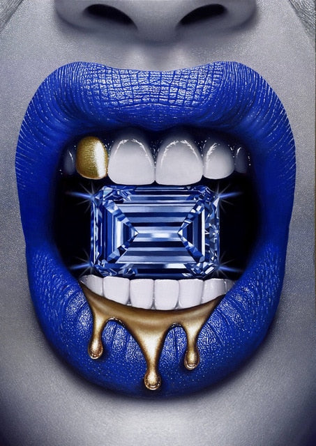 Sexy Red Lips Bite Money and Earth Wall Art Broker Decor