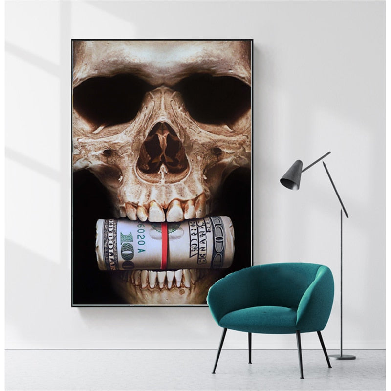 Skull Bite Money Wall Art Broker Decoration