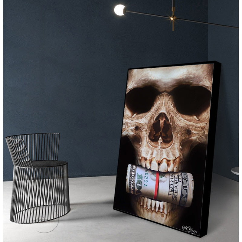 Skull Bite Money Wall Art Broker Decoration