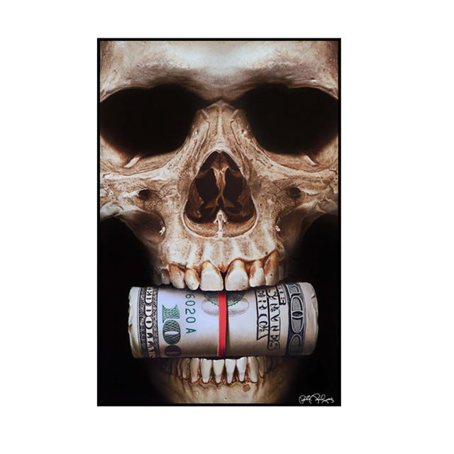 Skull Bite Money Wall Art Broker Decoration