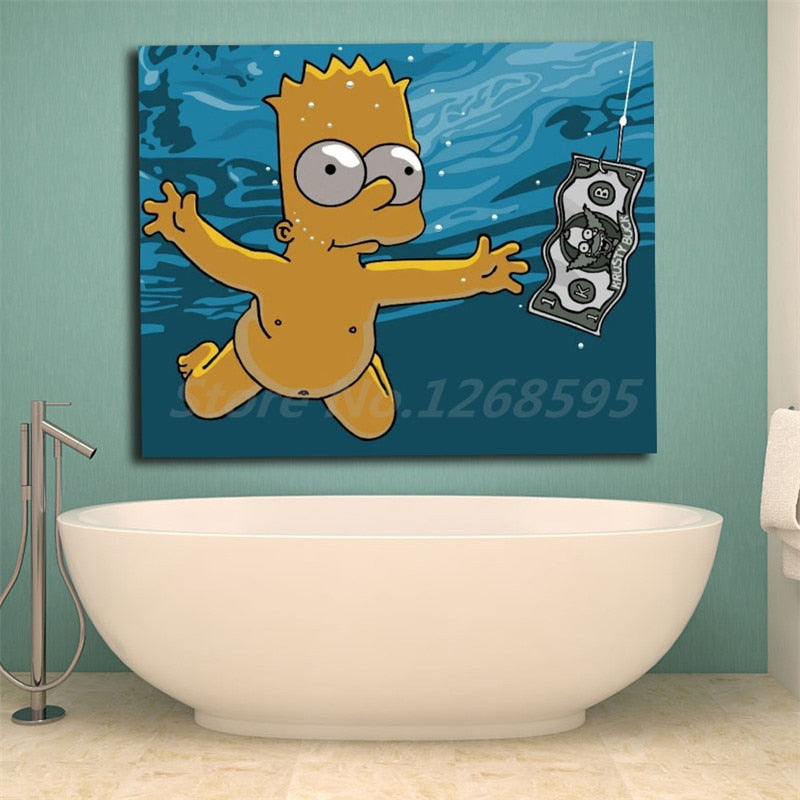 Money Nirvana Parody Bart Simpsoning Wallpaper Art Canvas