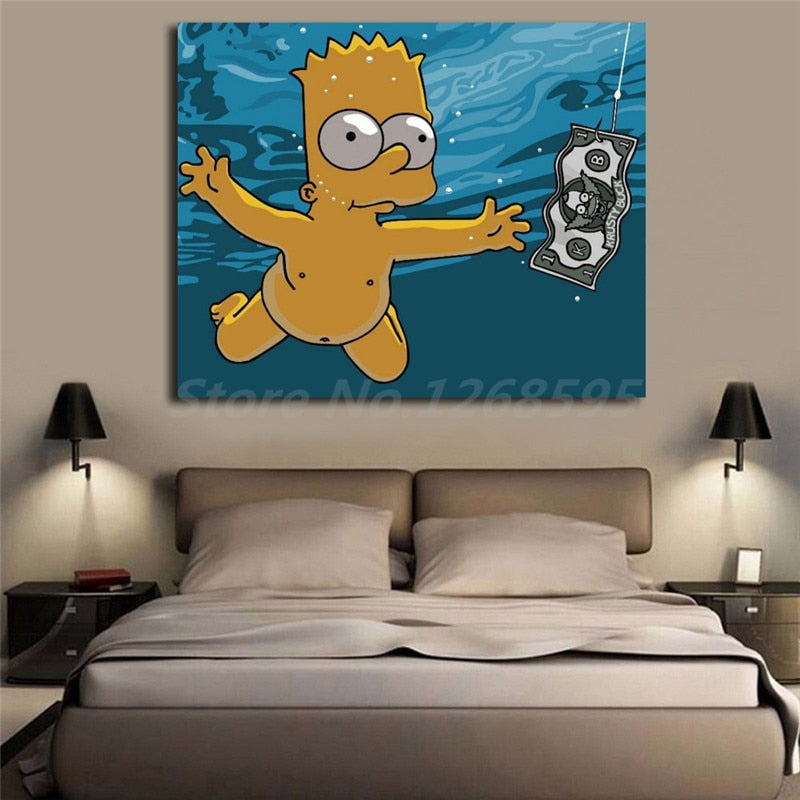 Money Nirvana Parody Bart Simpsoning Wallpaper Art Canvas