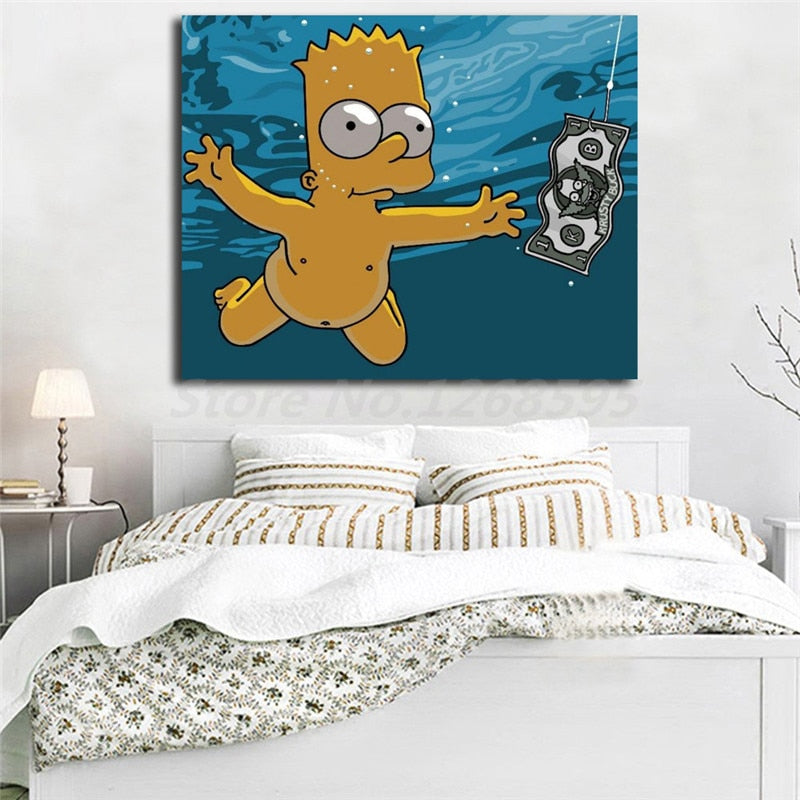 Money Nirvana Parody Bart Simpsoning Wallpaper Art Canvas