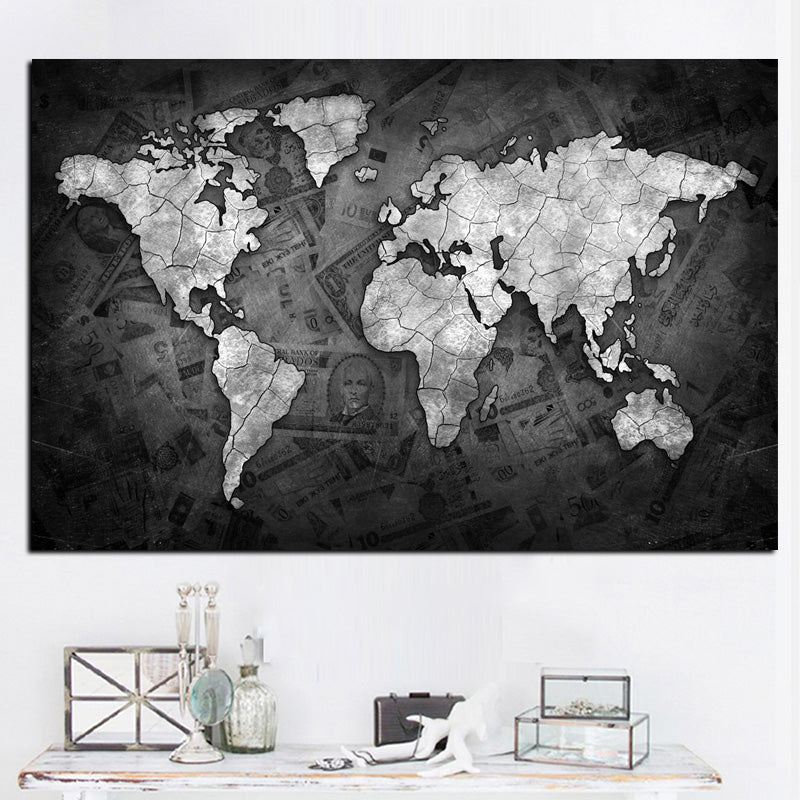 3D Money World Map Painting Broker Decor