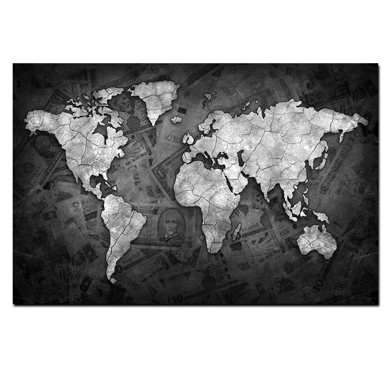 3D Money World Map Painting Broker Decor