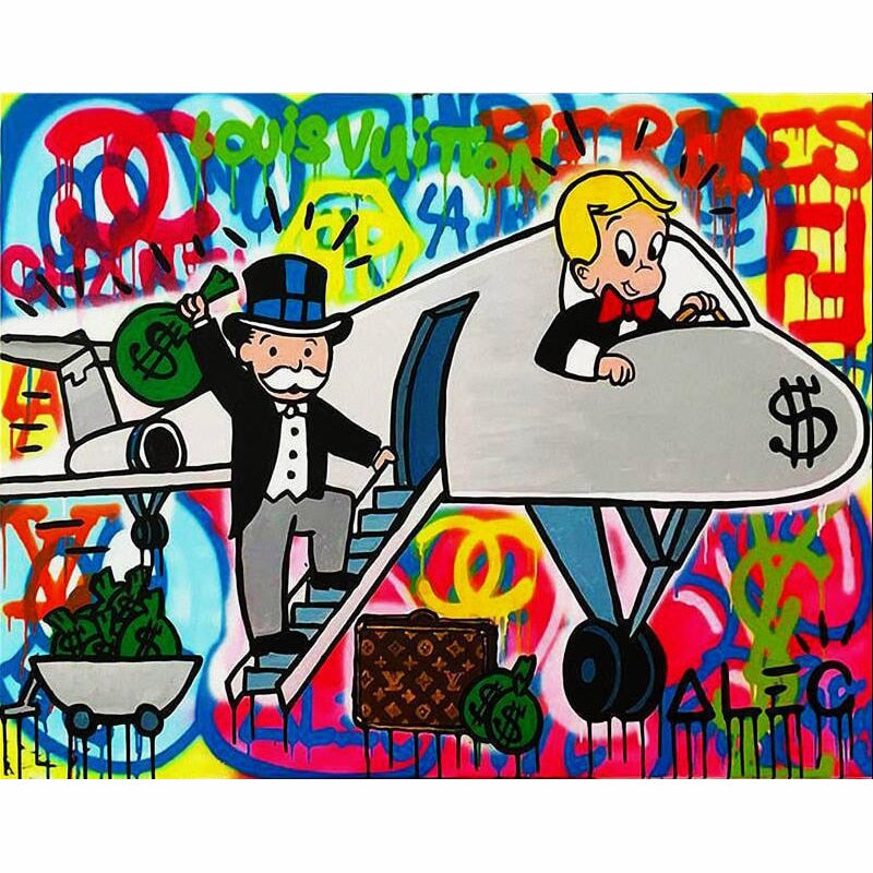 Handmade alec canvas pop art Alec Graffiti art Custom painting money on canvas wall urban pictures street art