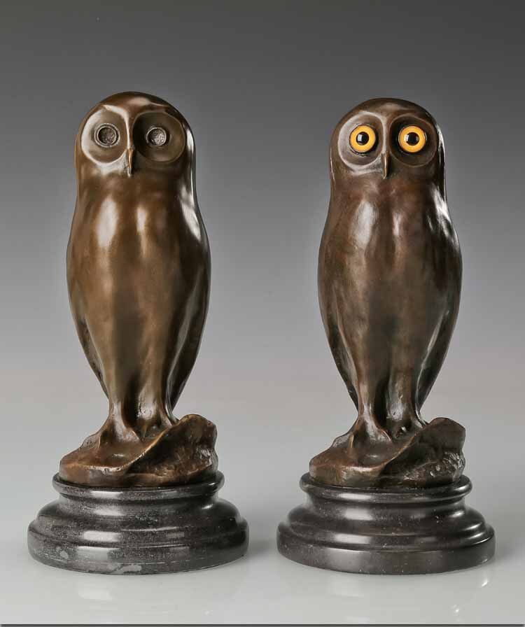 Bronze Figurine Statues Owl Night Owls Sculpture Home Office Decor