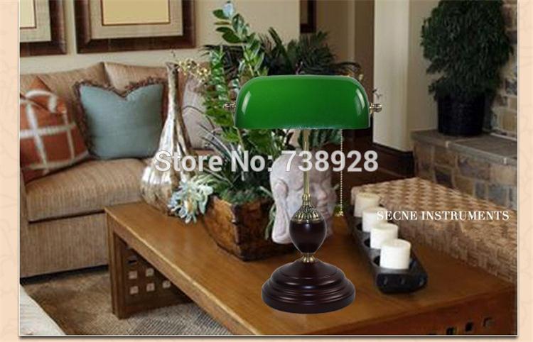 Retro Literary Table Light Emerald Green Glass Bank Office Desk Lamps