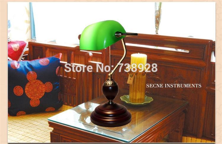 Retro Literary Table Light Emerald Green Glass Bank Office Desk Lamps