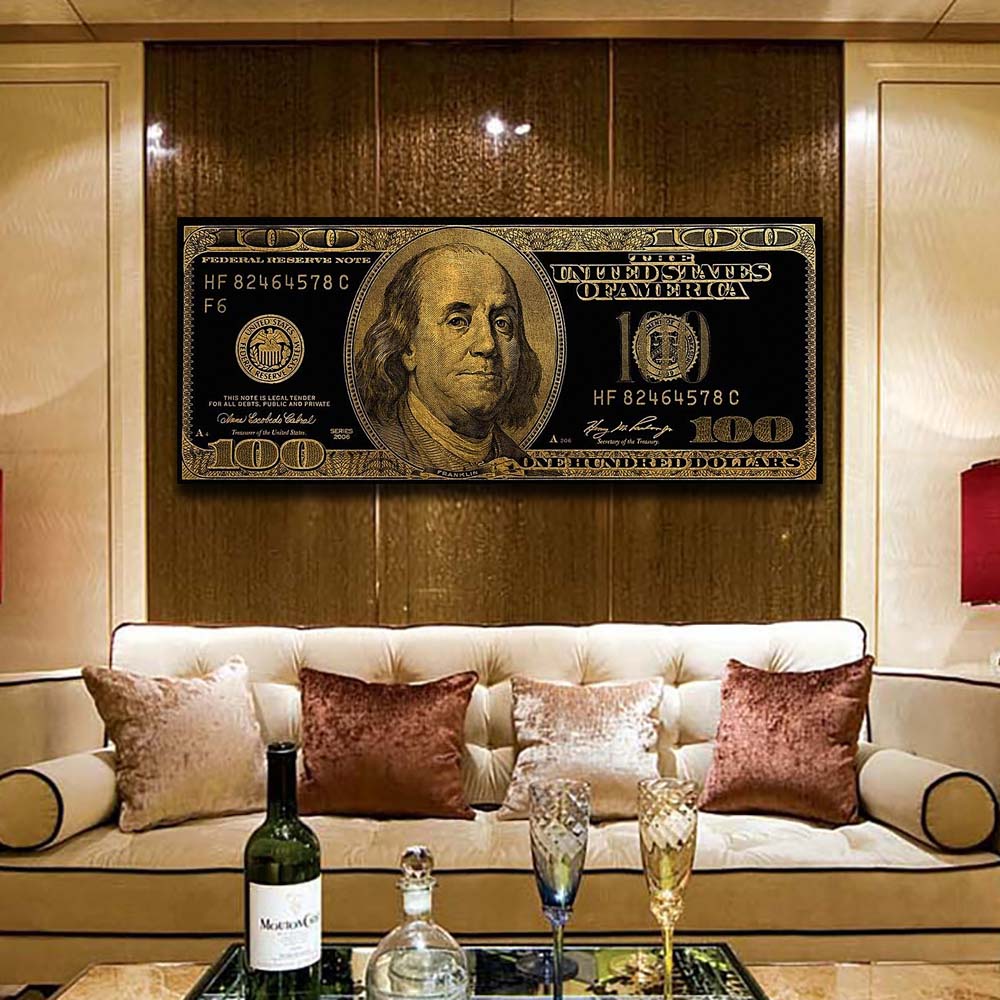 Graffiti Art 100 Bill Cash American Currency Money Benjamin Franklin Broker Decor for Office