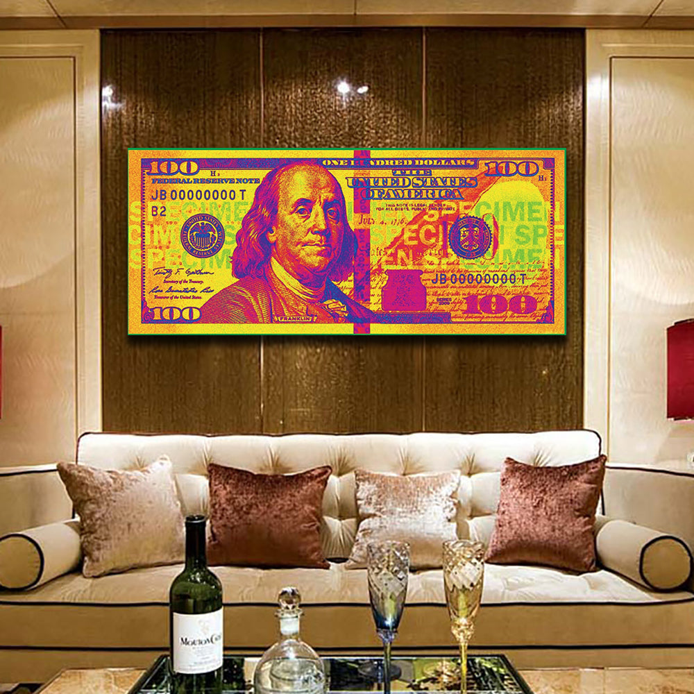 Graffiti Art 100 Bill Cash American Currency Money Benjamin Franklin Broker Decor for Office