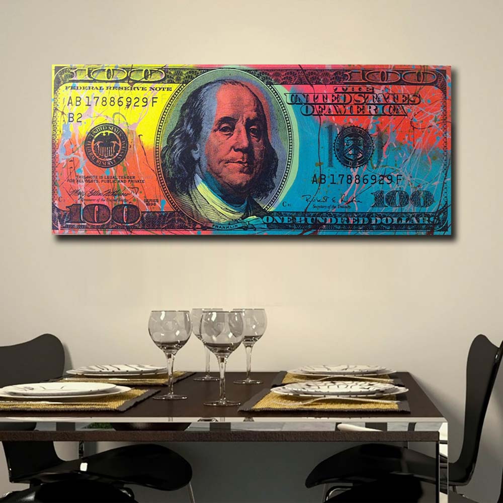 Graffiti Art 100 Bill Cash American Currency Money Benjamin Franklin Broker Decor for Office