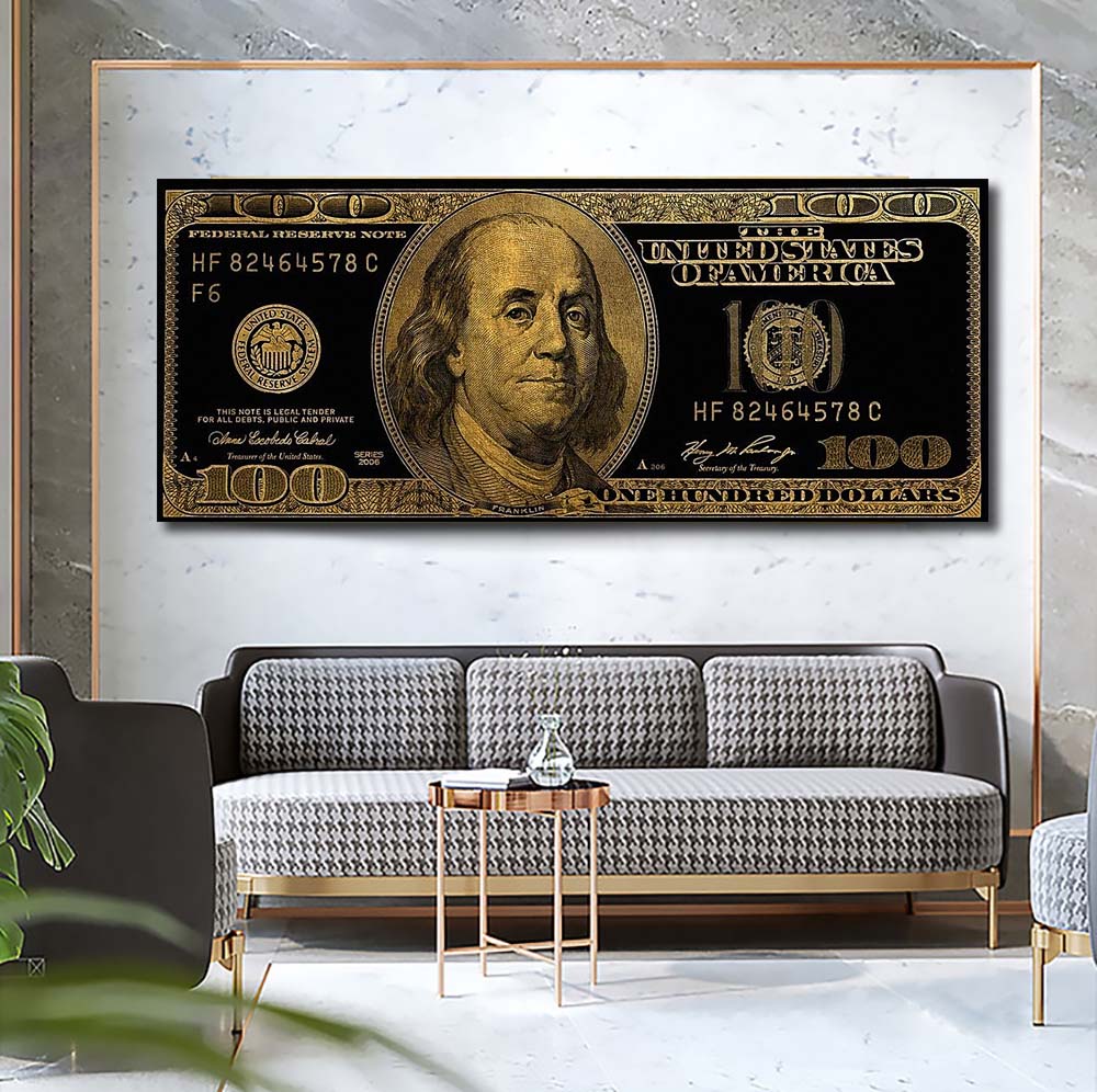 Graffiti Art 100 Bill Cash American Currency Money Benjamin Franklin Broker Decor for Office