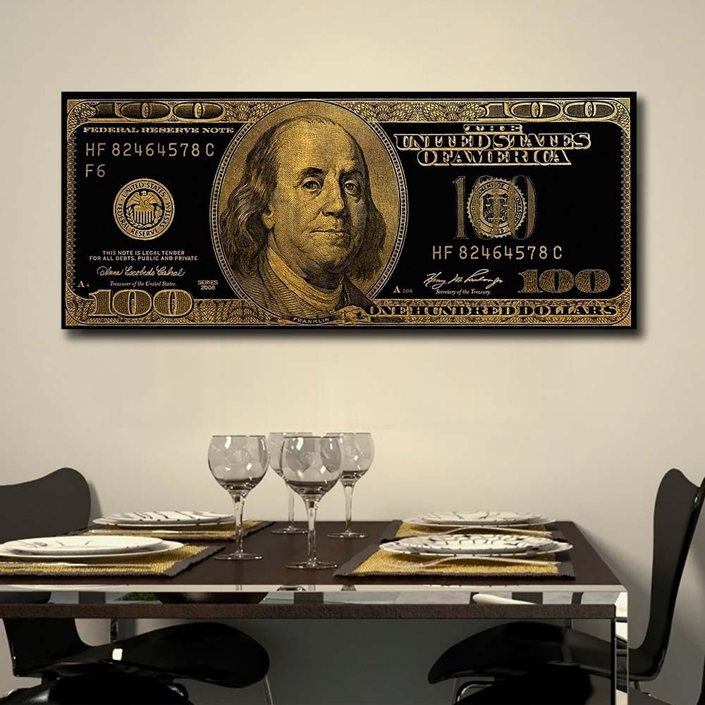 Graffiti Art 100 Bill Cash American Currency Money Benjamin Franklin Broker Decor for Office
