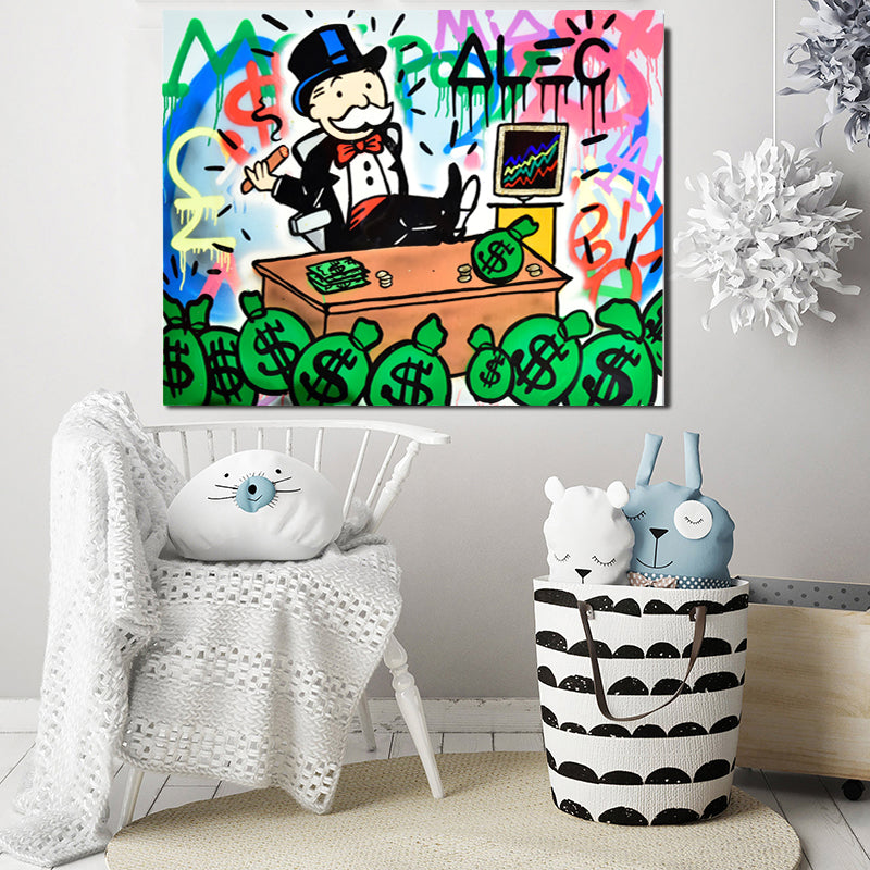 Graffiti Money Bags Alec Monopoly Guy Painting Broker Decoration