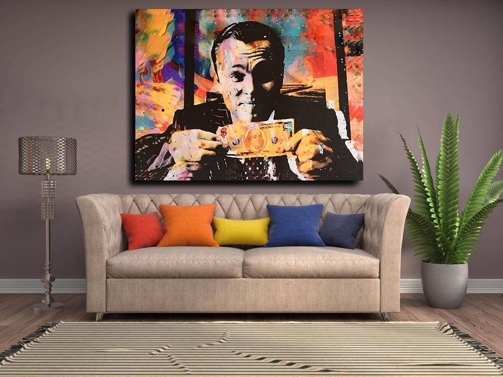 Wolf Of Wall Street Money Talks Abstract Framed Canvas Wall Art Invincible