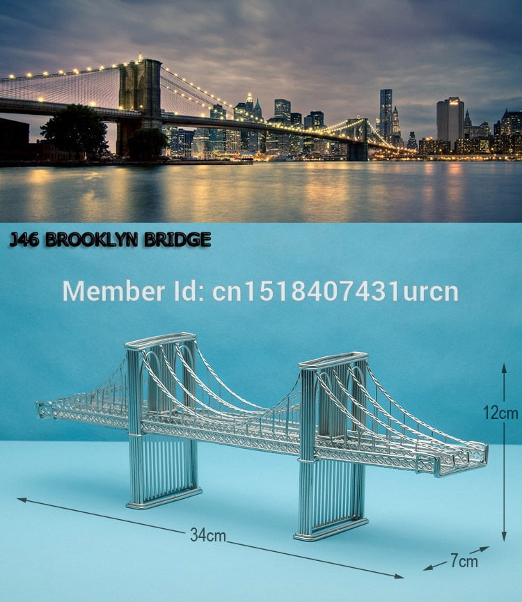 BROOKLYN BRIDGE STATUES/WIRE MODEL STAINLESS HAND-MADE ART