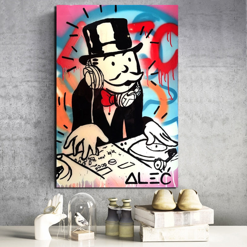Alec Monopoly Guy Money Canvas Painting Broker Decoration Modern Wall Art