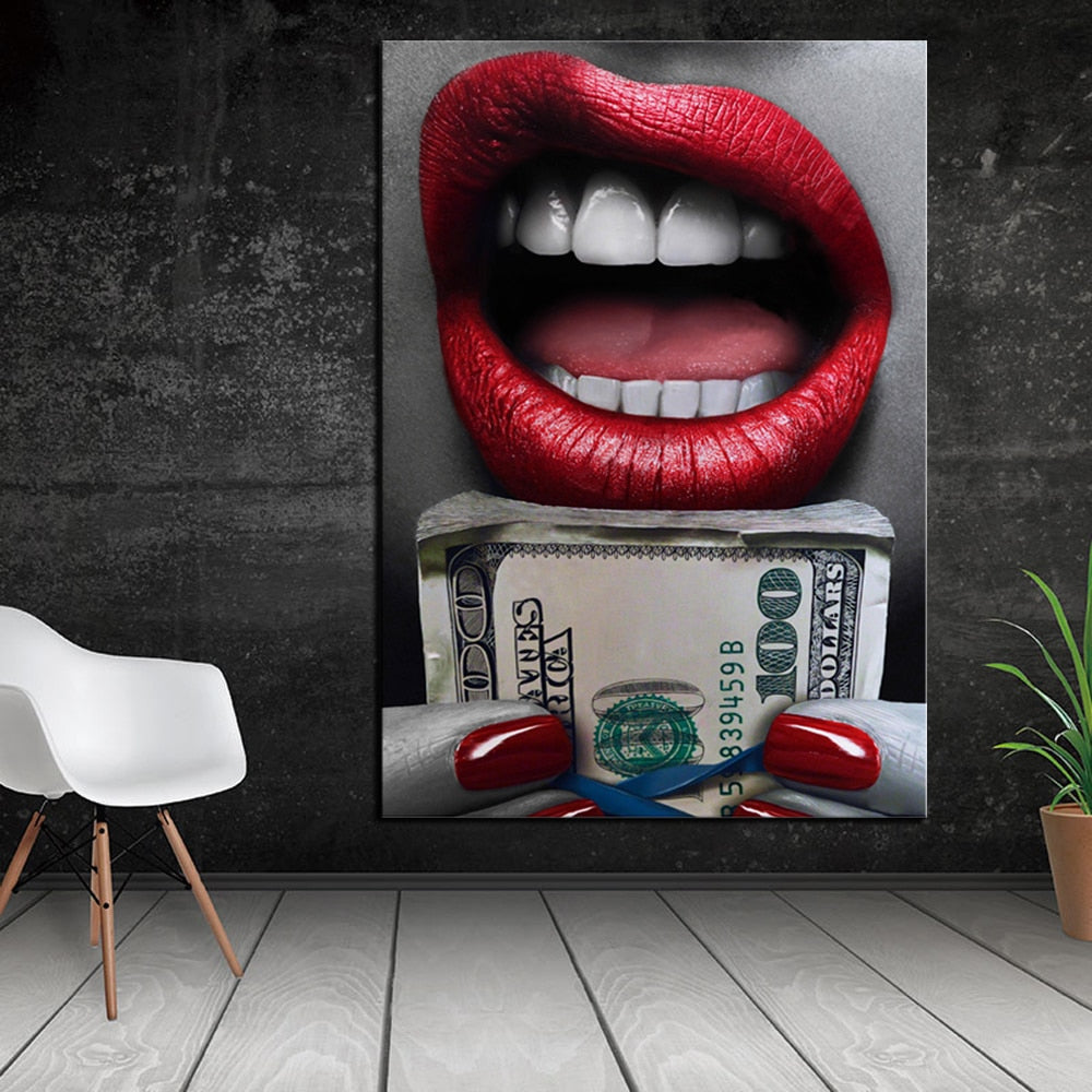 Woman with Money Broker Decor