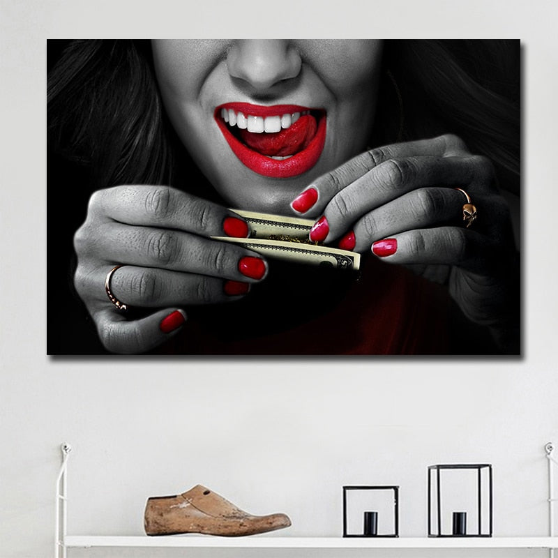 Sexy girl with Money Wall Art
