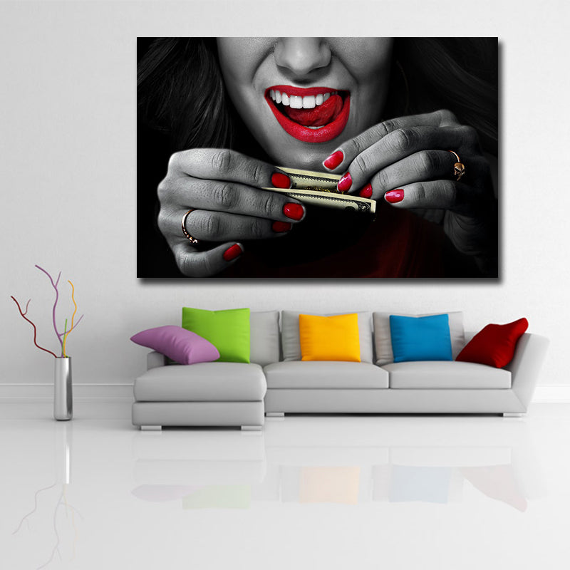 Sexy girl with Money Wall Art