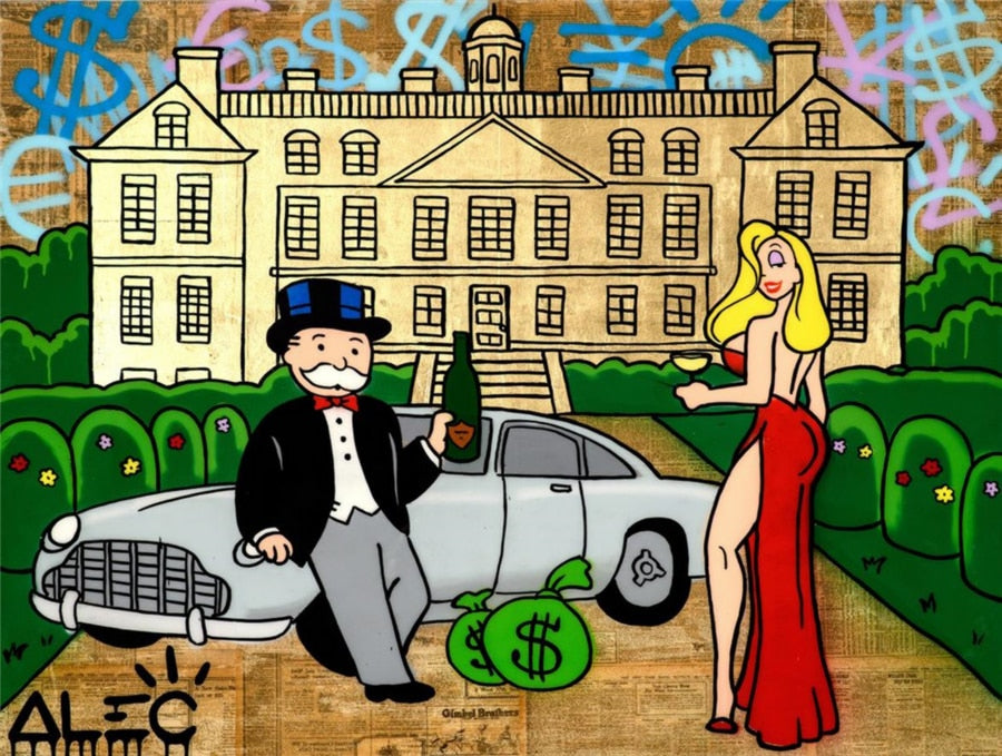 Alec Monopolys Beauty and Money Wall Art Canvas Poster Print Canvas Painting Decorative for Office Broker Decor