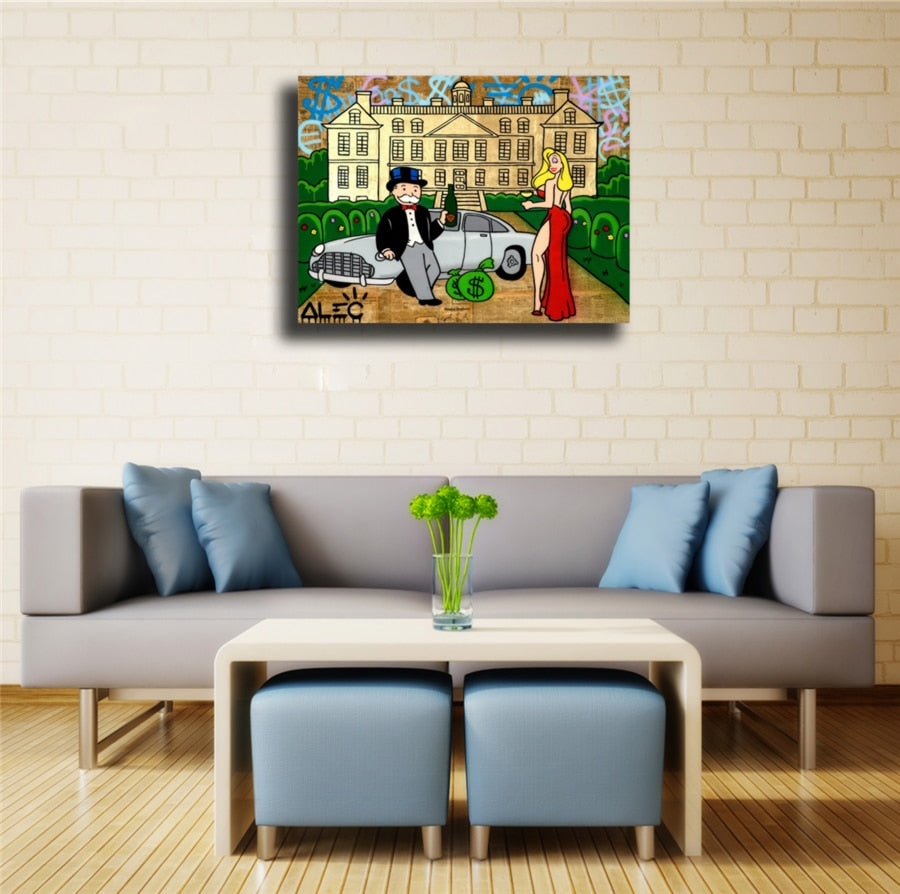 Alec Monopolys Beauty and Money Wall Art Canvas Poster Print Canvas Painting Decorative for Office Broker Decor