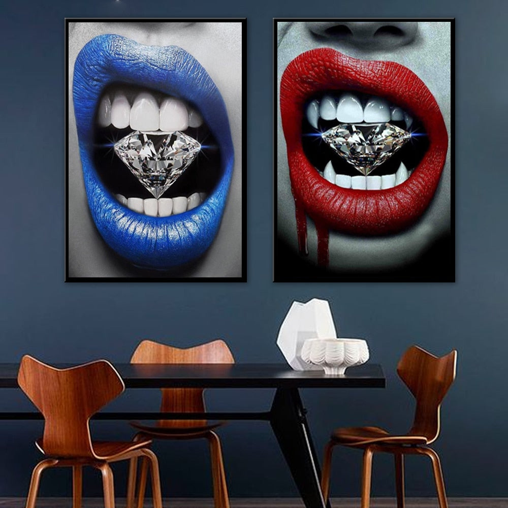 Sexy Red Lips Smoking Money Broker Decor
