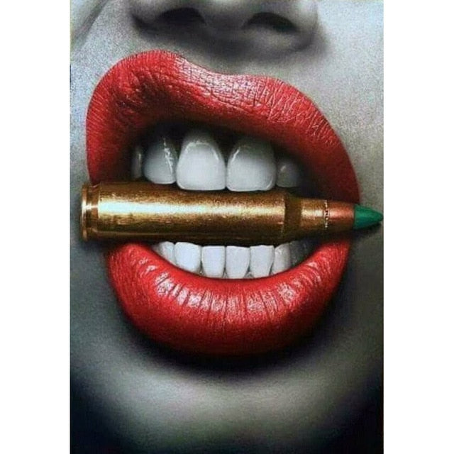 Sexy Red Lips Smoking Money Broker Decor