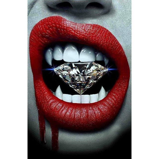 Sexy Red Lips Smoking Money Broker Decor