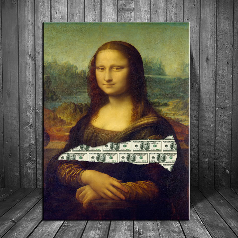 Mona Lisa With Money Canvas Painting Broker Decoration Unframed