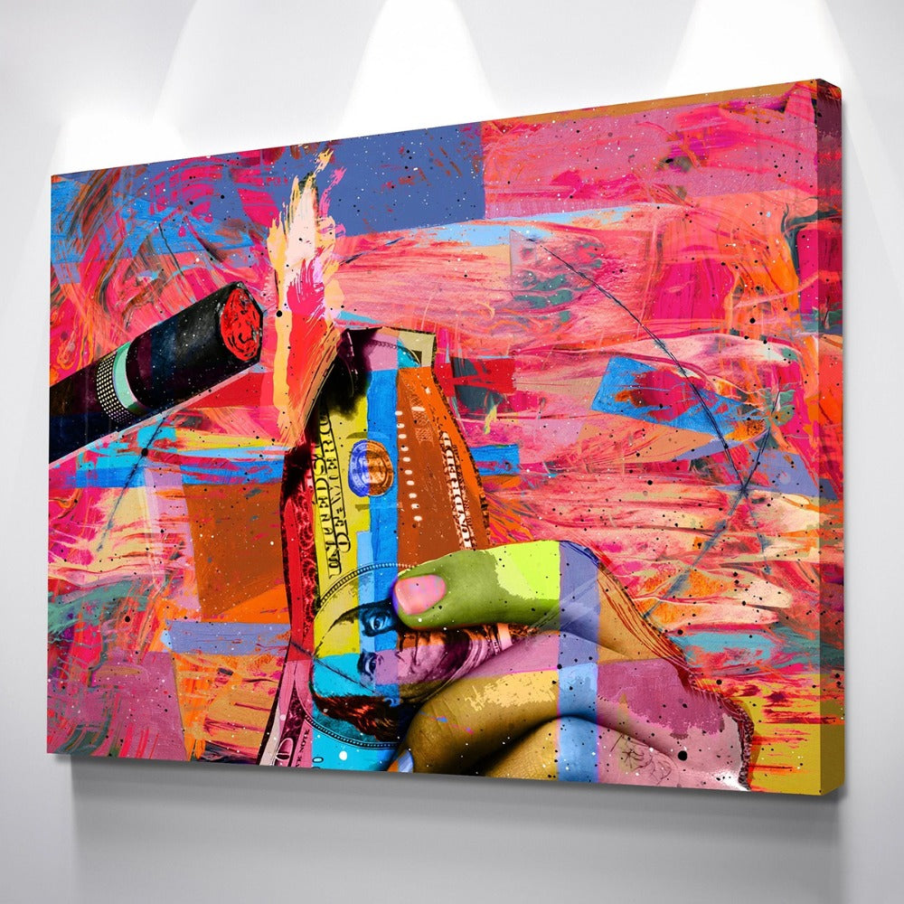 Money To Blow painting Framed Canvas Wall Art