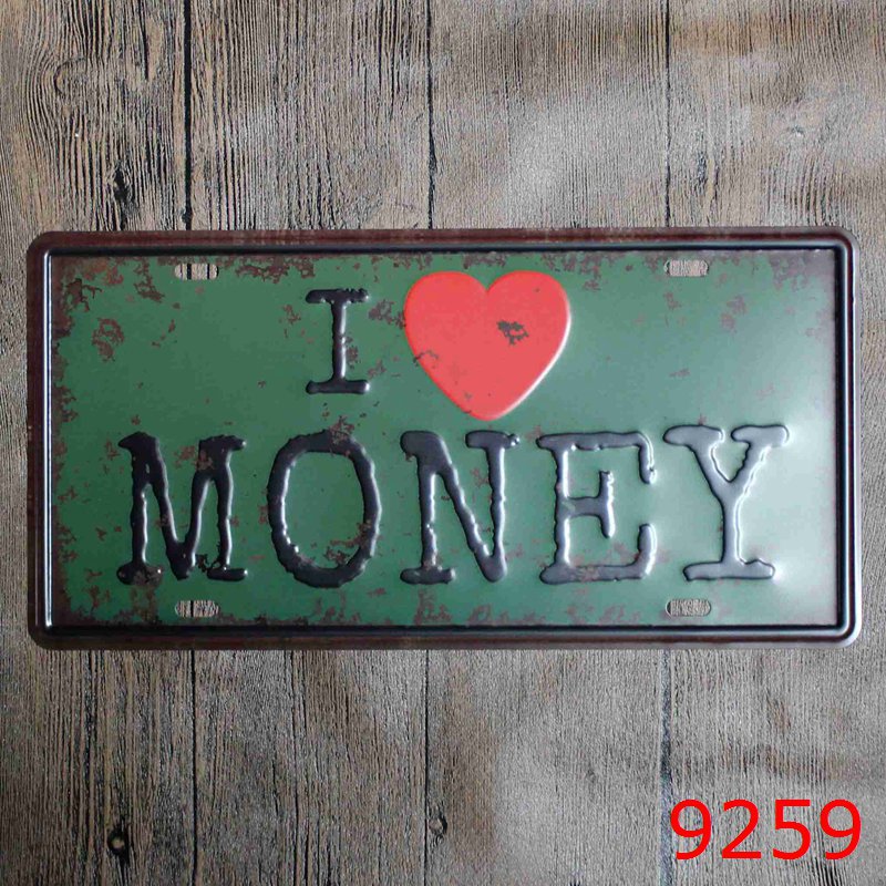 I Love Money License Plate Sign MONEY Broker Decor