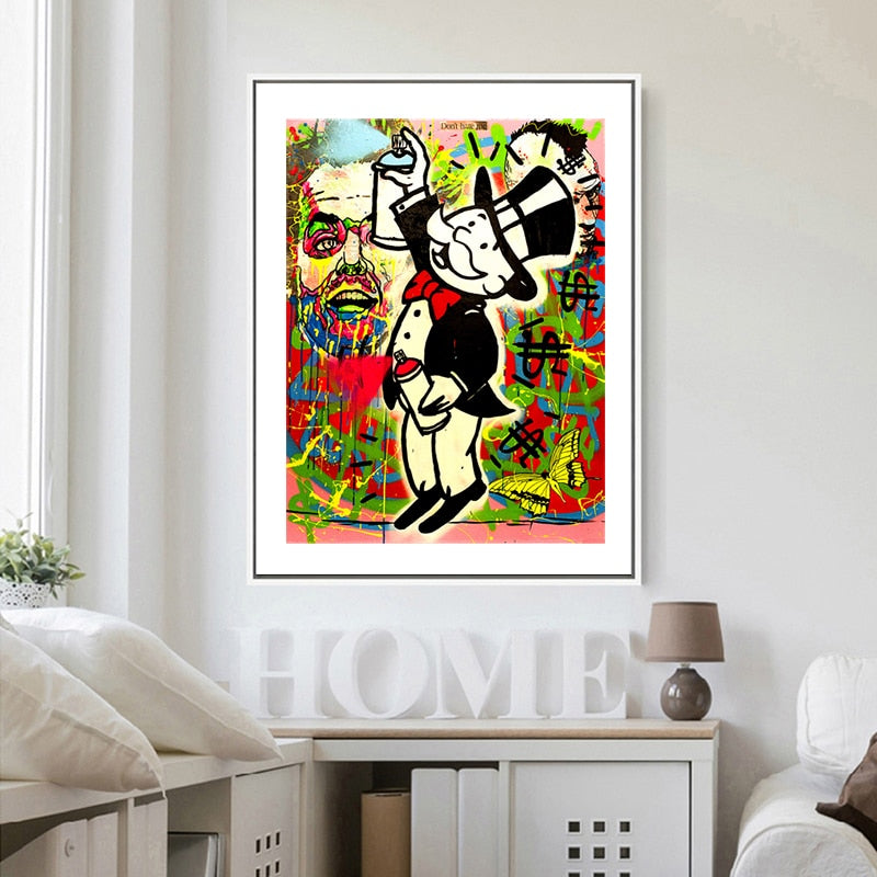 Rich Uncle Pennybags Northern Germany Monopoly guy Money Poster Painting on Canvas Broker Decor