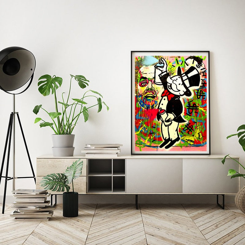 Rich Uncle Pennybags Northern Germany Monopoly guy Money Poster Painting on Canvas Broker Decor