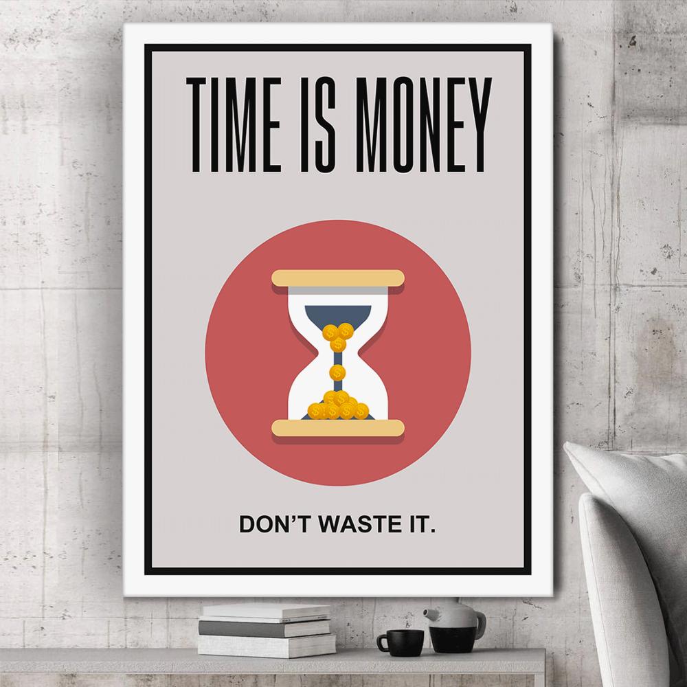 TIME IS MONEY Art Wall Pictures Print For Living Room Office Broker Decor