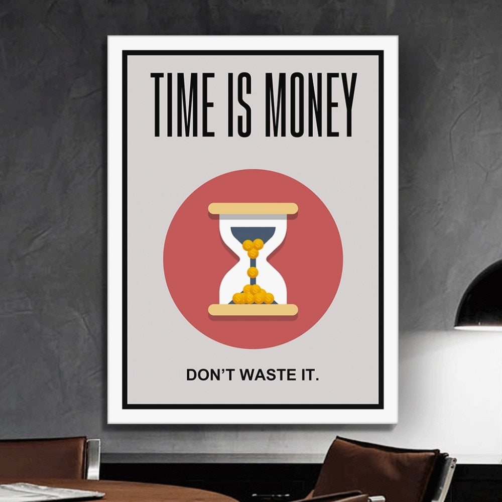 TIME IS MONEY Art Wall Pictures Print For Living Room Office Broker Decor