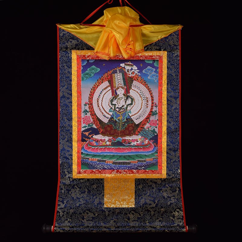 King of Wealth Money drawing Thang-ga Thangka HOME efficacious Protection Tibetan Buddhism Vaisravana Buddha WALL Hang painting
