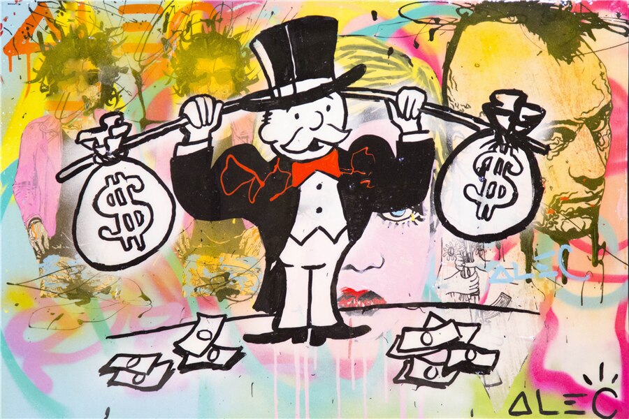 Monopolys Money Weightlifter Wall Art Canvas Painting Decorative art for Office Living Room Home Broker Decor