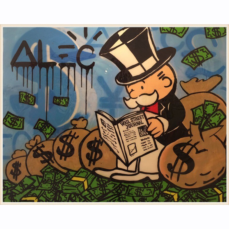 Handpainted money art on canvas wall pictures for living room office