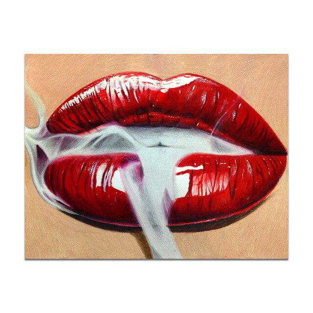 Woman Sexy Red Lips Money Posters Print on Canvas Wall Art Picture for Living Room Office Home Decor No Frame