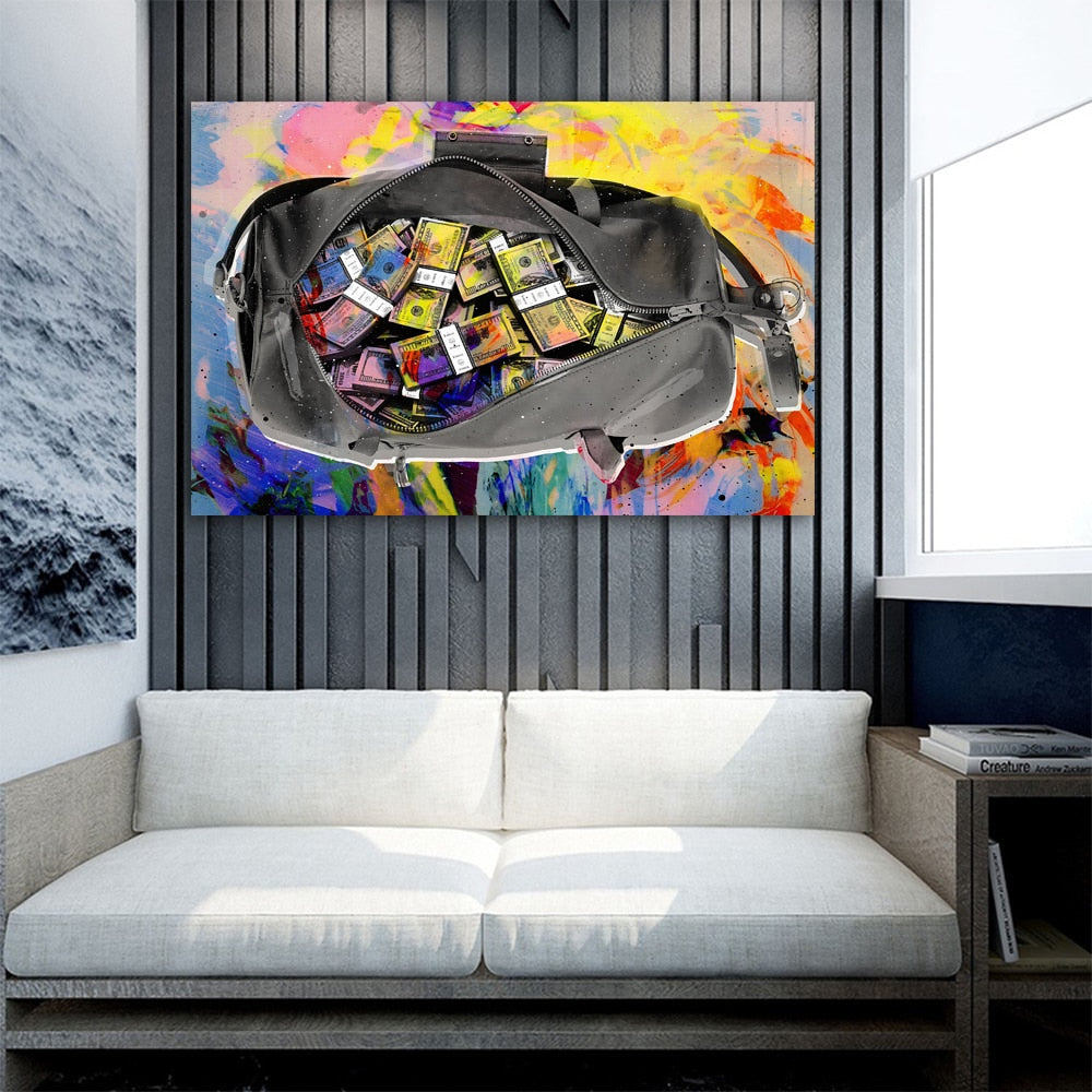 Work Harder Money Oil Painting Canvas Wall art Pictures for living room office Broker Decor