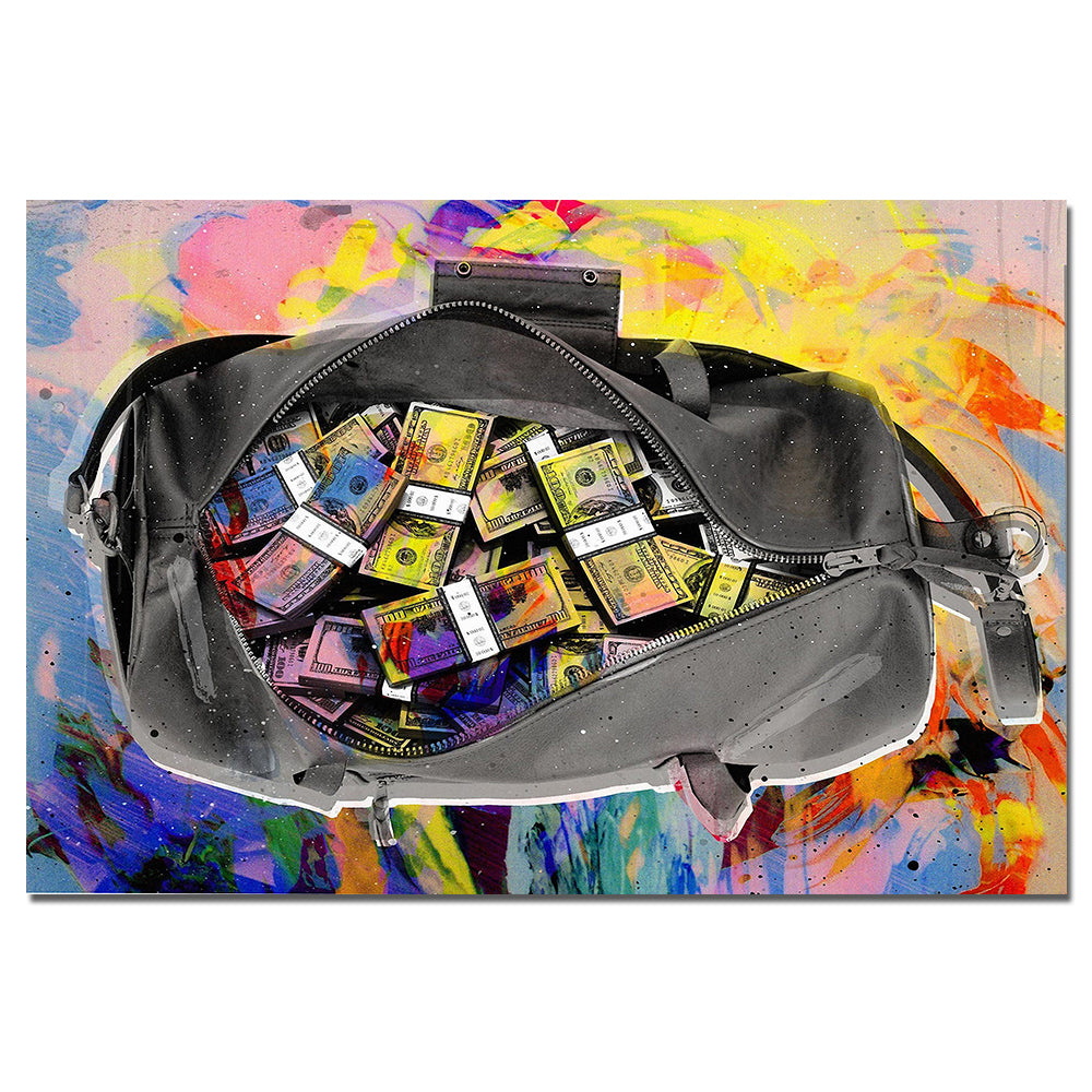 Abstract Money Bag Painting on Canvas Broker Decor Wall Art