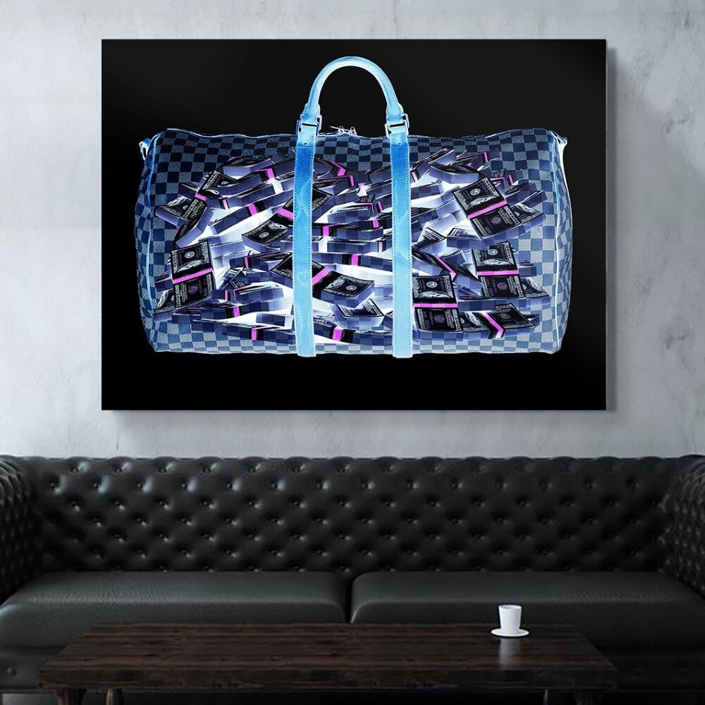Broker Decor Blue Bag Of Money Wall Art