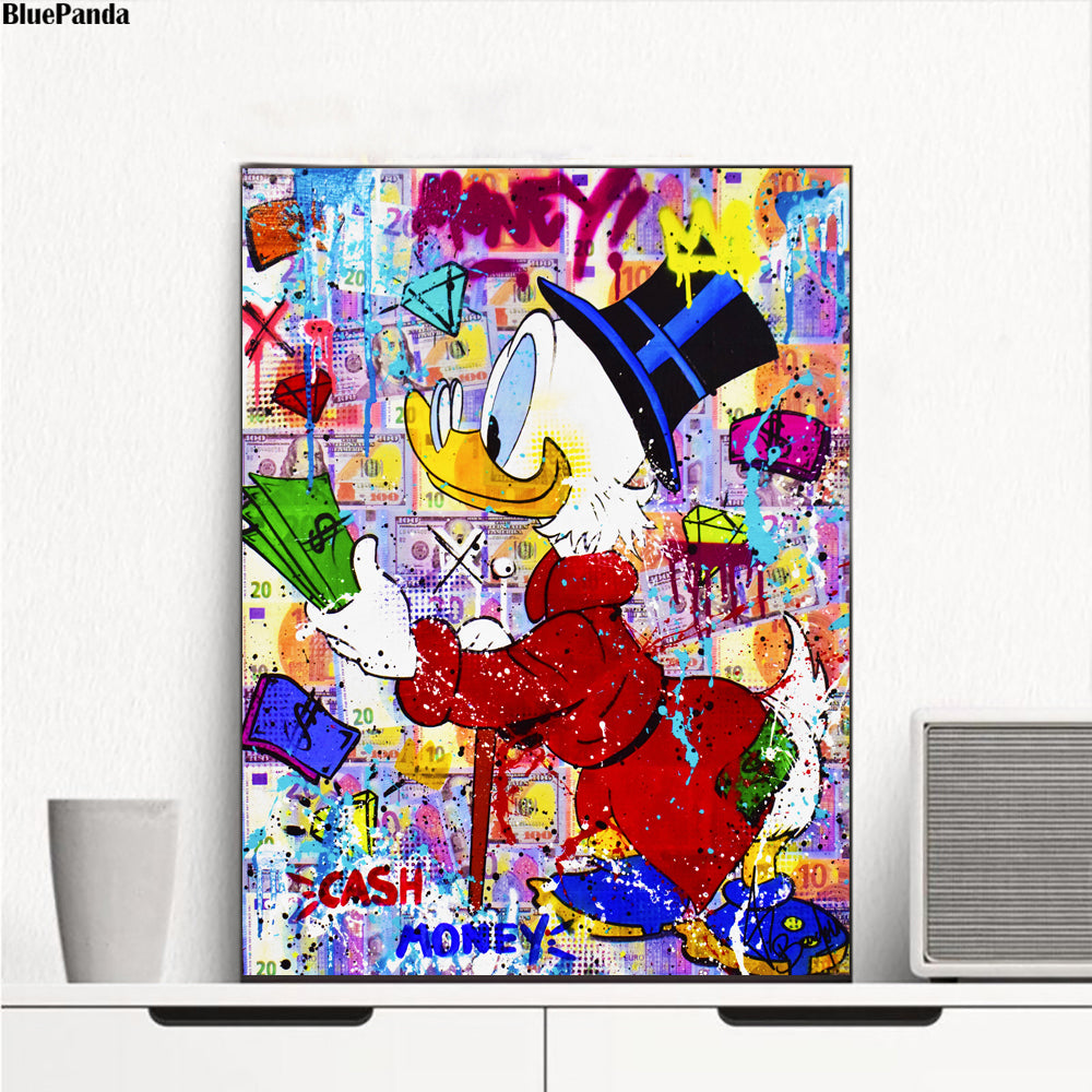 Scrooge McDuck Picsou Money Poster Cartoon Painting On Canvas Broker Decor