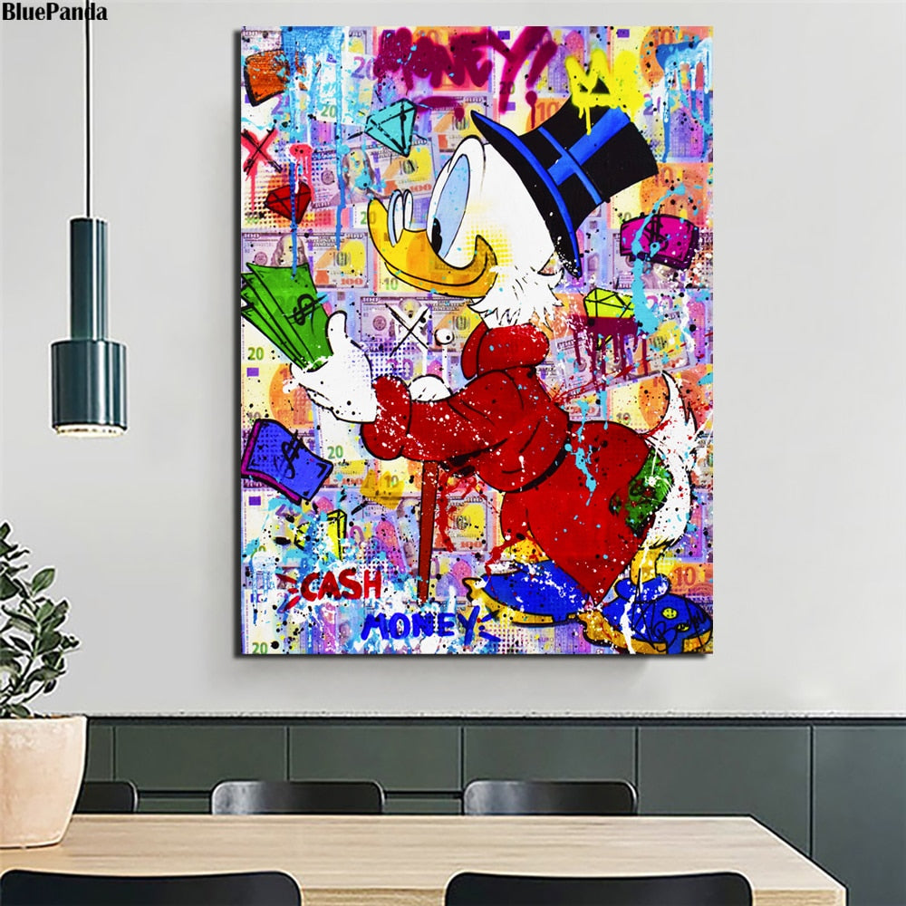 Scrooge McDuck Picsou Money Poster Cartoon Painting On Canvas Broker Decor