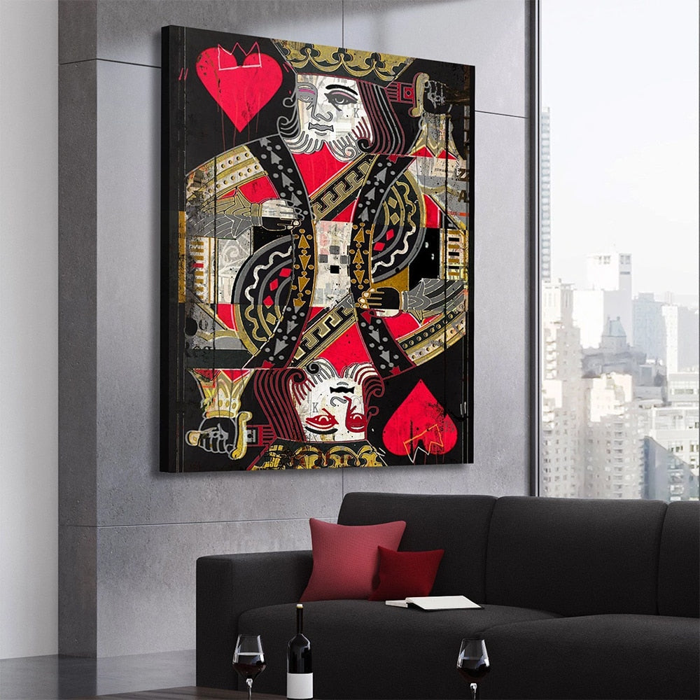 Canvas Painting Money Lisa Poker Card Wall Art Picture for Home Office Broker Decor