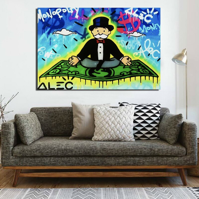 Monopoly guy Sitting On The Money Broker Decoration Wall Art