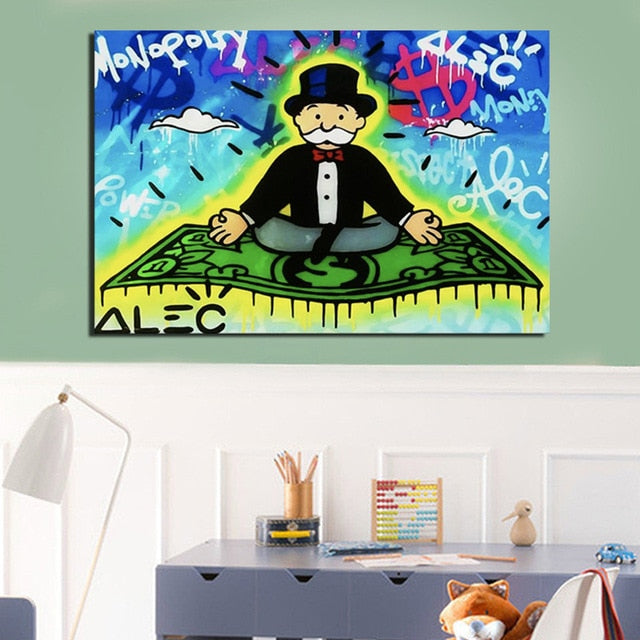 Monopoly guy Sitting On The Money Broker Decoration Wall Art