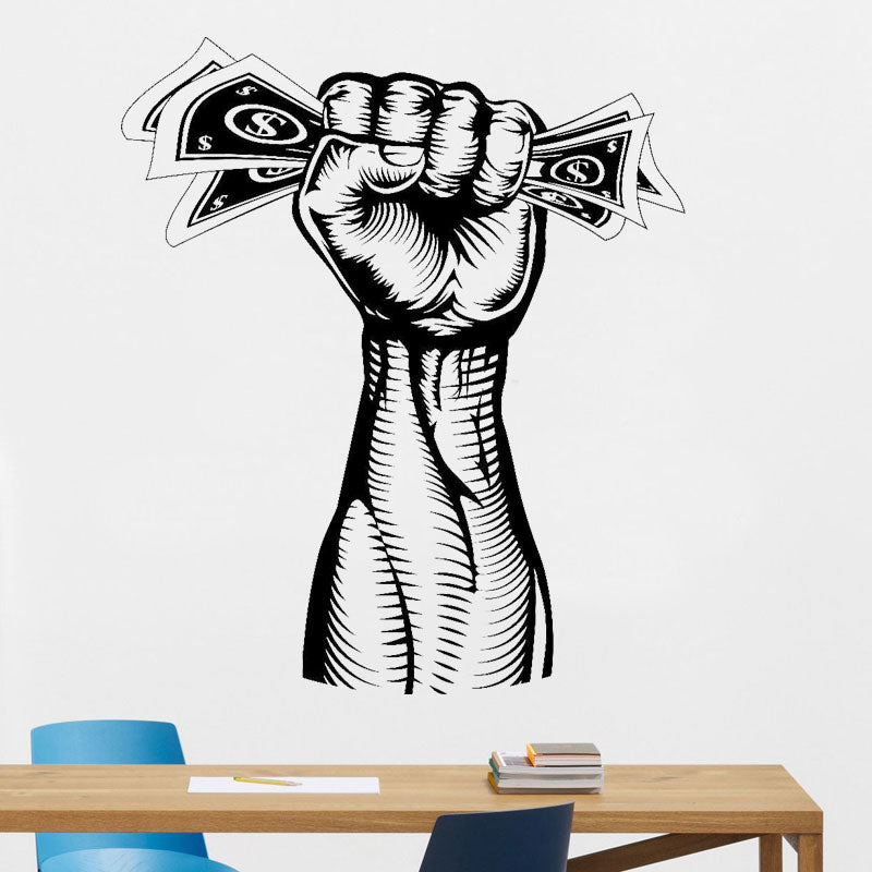 Hand With Money Wall Decals Dollars Inspirational Business Office Motivation Vinyl Sticker broker decor